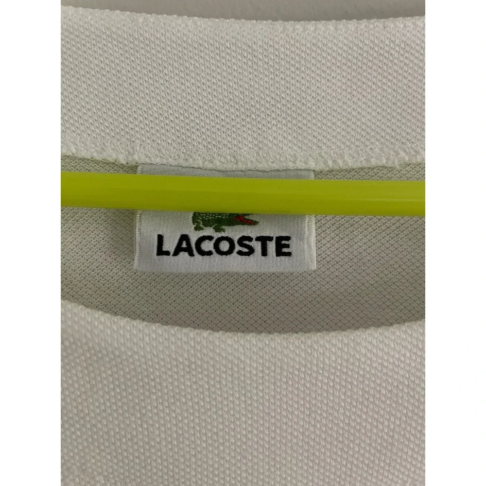 Lacoste Womens White Pique Knit Scoop Neck Short Sleeve T-Shirt Logo US XL EU 50 - Picture 2 of 8